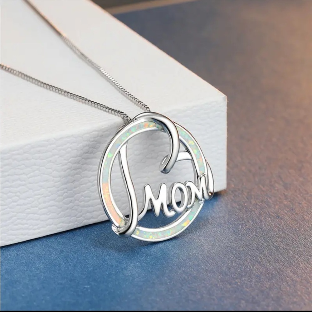 Sterling Silver Mom Heart Necklace
